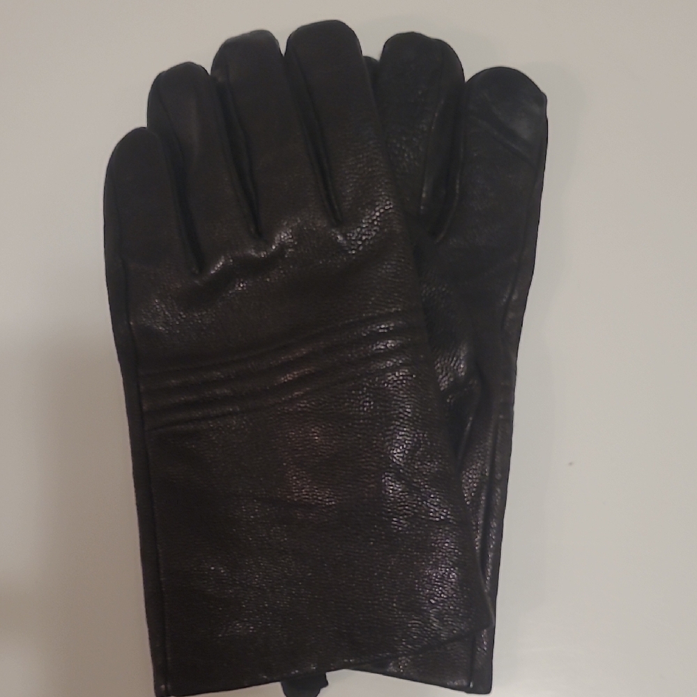 Calvin Klein Men's Black Leather Gloves